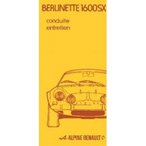 Notice d'entretien Alpine Berlinette 1600 SX