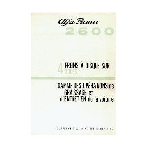 Notice d' entretien alfa 2600 : supplément